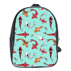 Pattern With Koi Fishes School Bag (large) by BangZart