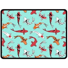 Pattern With Koi Fishes Fleece Blanket (large)  by BangZart