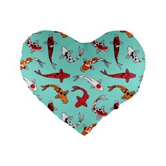 Pattern With Koi Fishes Standard 16  Premium Heart Shape Cushions by BangZart