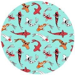 Pattern With Koi Fishes Wooden Puzzle Round by BangZart