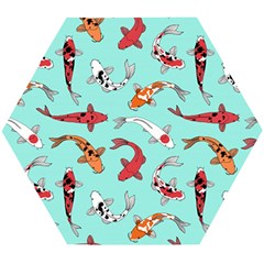 Pattern With Koi Fishes Wooden Puzzle Hexagon by BangZart