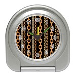 Gold chain jewelry seamless pattern Travel Alarm Clock Front