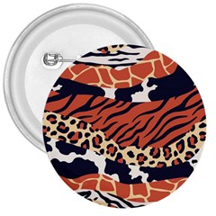 Mixed Animal Skin Print Safari Textures Mix Leopard Zebra Tiger Skins Patterns Luxury Animals Texture 3  Buttons by BangZart