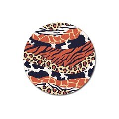 Mixed Animal Skin Print Safari Textures Mix Leopard Zebra Tiger Skins Patterns Luxury Animals Texture Magnet 3  (round) by BangZart