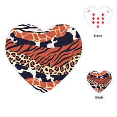 Mixed Animal Skin Print Safari Textures Mix Leopard Zebra Tiger Skins Patterns Luxury Animals Texture Playing Cards Single Design (heart) by BangZart