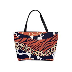 Mixed Animal Skin Print Safari Textures Mix Leopard Zebra Tiger Skins Patterns Luxury Animals Texture Classic Shoulder Handbag by BangZart