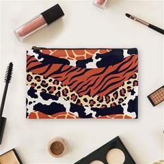 Mixed Animal Skin Print Safari Textures Mix Leopard Zebra Tiger Skins Patterns Luxury Animals Texture Cosmetic Bag (medium)