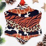 Mixed animal skin print safari textures mix leopard zebra tiger skins patterns luxury animals texture Snowflake Ornament (Two Sides) Front