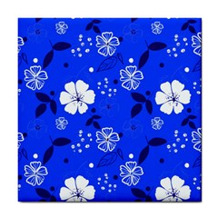 Blooming Seamless Pattern Blue Colors Tile Coaster by BangZart