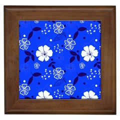 Blooming Seamless Pattern Blue Colors Framed Tile by BangZart