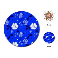 Blooming Seamless Pattern Blue Colors Playing Cards Single Design (round) by BangZart