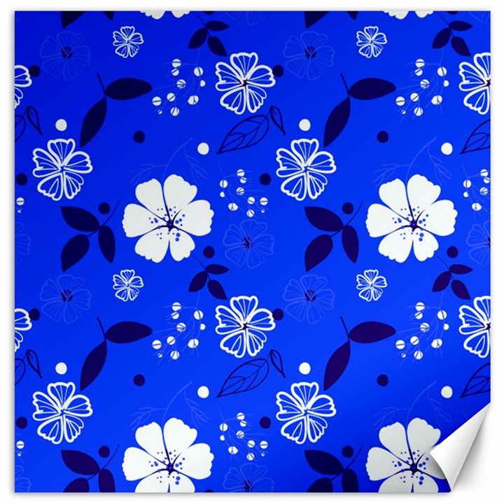 Blooming seamless pattern blue colors Canvas 12  x 12 