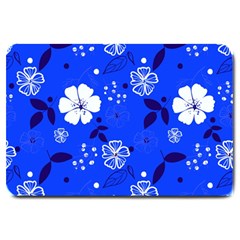 Blooming Seamless Pattern Blue Colors Large Doormat  by BangZart