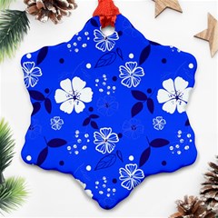 Blooming Seamless Pattern Blue Colors Snowflake Ornament (two Sides) by BangZart