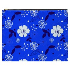 Blooming Seamless Pattern Blue Colors Cosmetic Bag (xxxl)