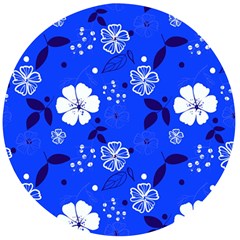 Blooming Seamless Pattern Blue Colors Wooden Bottle Opener (round) by BangZart