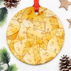 Cheese Slices Seamless Pattern Cartoon Style Ornament (round) by BangZart