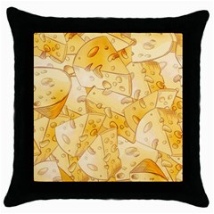 Cheese Slices Seamless Pattern Cartoon Style Throw Pillow Case (black) by BangZart