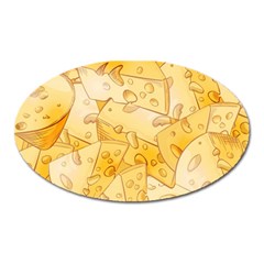 Cheese Slices Seamless Pattern Cartoon Style Oval Magnet by BangZart