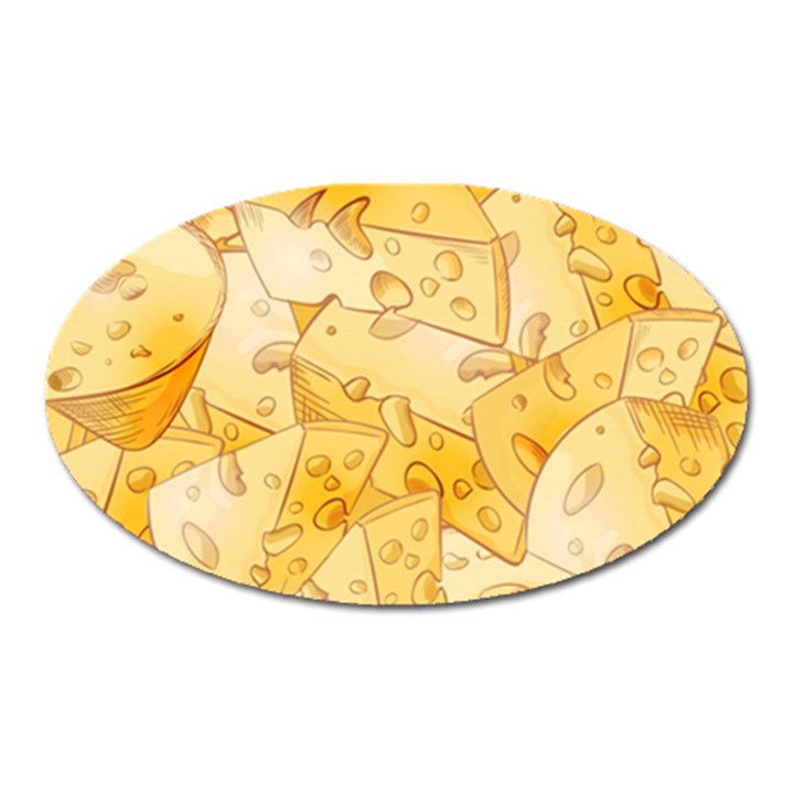 Cheese slices seamless pattern cartoon style Oval Magnet