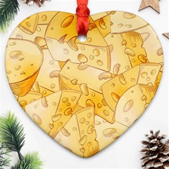 Cheese Slices Seamless Pattern Cartoon Style Heart Ornament (two Sides) by BangZart