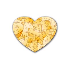 Cheese Slices Seamless Pattern Cartoon Style Heart Coaster (4 Pack)  by BangZart