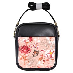 Beautiful Seamless Spring Pattern With Roses Peony Orchid Succulents Girls Sling Bag by BangZart