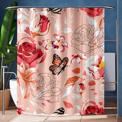 Beautiful Seamless Spring Pattern With Roses Peony Orchid Succulents Shower Curtain 60  X 72  (medium)  by BangZart