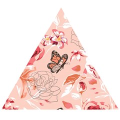 Beautiful Seamless Spring Pattern With Roses Peony Orchid Succulents Wooden Puzzle Triangle by BangZart