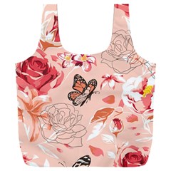 Beautiful Seamless Spring Pattern With Roses Peony Orchid Succulents Full Print Recycle Bag (xxl) by BangZart