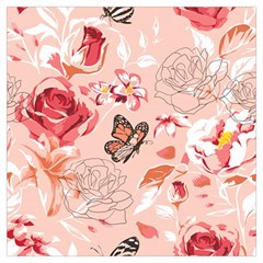 Beautiful Seamless Spring Pattern With Roses Peony Orchid Succulents Long Sheer Chiffon Scarf 