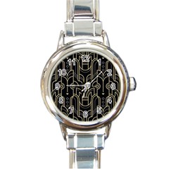 Art Deco Geometric Abstract Pattern Vector Round Italian Charm Watch by BangZart