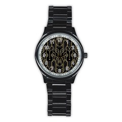 Art Deco Geometric Abstract Pattern Vector Stainless Steel Round Watch by BangZart