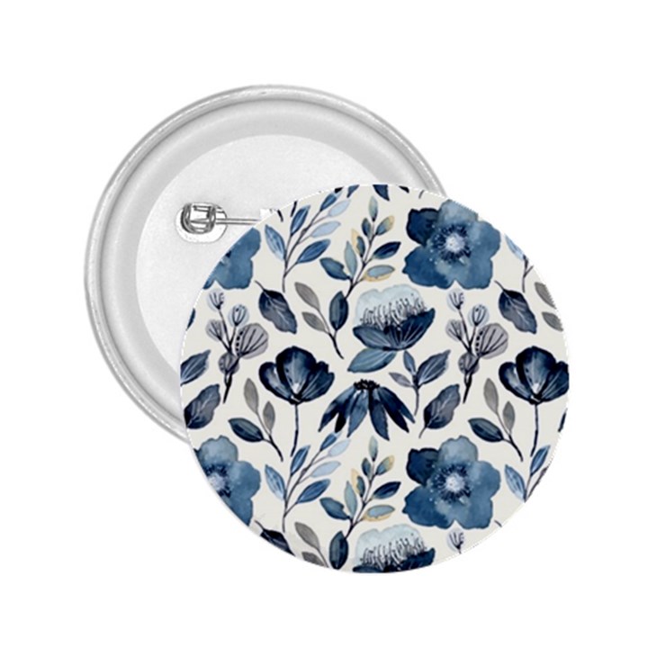 Indigo watercolor floral seamless pattern 2.25  Buttons