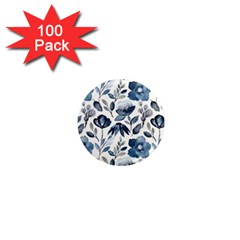 Indigo watercolor floral seamless pattern 1  Mini Magnets (100 pack) 