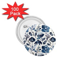 Indigo watercolor floral seamless pattern 1.75  Buttons (100 pack) 