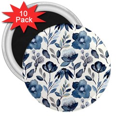 Indigo watercolor floral seamless pattern 3  Magnets (10 pack) 