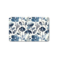 Indigo watercolor floral seamless pattern Magnet (Name Card)