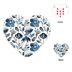 Indigo Watercolor Floral Seamless Pattern Playing Cards Single Design (heart) by BangZart