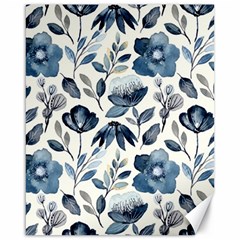 Indigo watercolor floral seamless pattern Canvas 16  x 20 