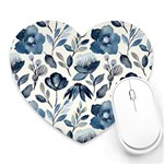 Indigo watercolor floral seamless pattern Heart Mousepads Front