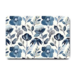 Indigo watercolor floral seamless pattern Small Doormat 