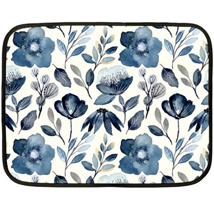 Indigo watercolor floral seamless pattern Double Sided Fleece Blanket (Mini) 