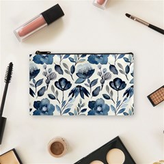 Indigo watercolor floral seamless pattern Cosmetic Bag (Small)