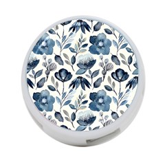 Indigo watercolor floral seamless pattern 4-Port USB Hub (One Side)