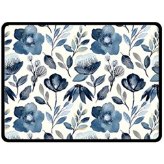 Indigo Watercolor Floral Seamless Pattern Fleece Blanket (large)  by BangZart