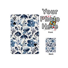 Indigo Watercolor Floral Seamless Pattern Playing Cards 54 Designs (mini) by BangZart