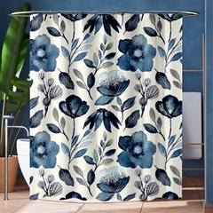 Indigo watercolor floral seamless pattern Shower Curtain 60  x 72  (Medium) 