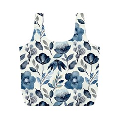 Indigo Watercolor Floral Seamless Pattern Full Print Recycle Bag (m) by BangZart