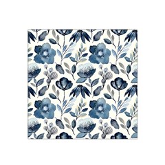 Indigo watercolor floral seamless pattern Satin Bandana Scarf